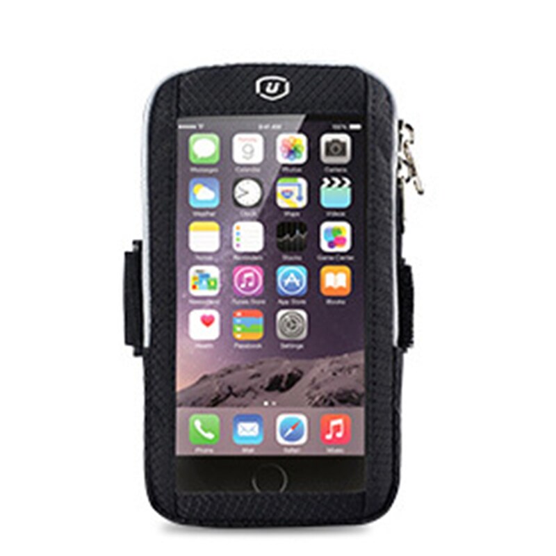 Pekskärm sport armband löpning utomhus mobiltelefon fodral hållare jogging armband mobiltelefon: Svart