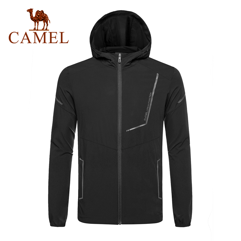 Camel outdoor skin tøj herretøj herre toppe ultraviolet-resistent letvægts åndbar hættejakke til mænd
