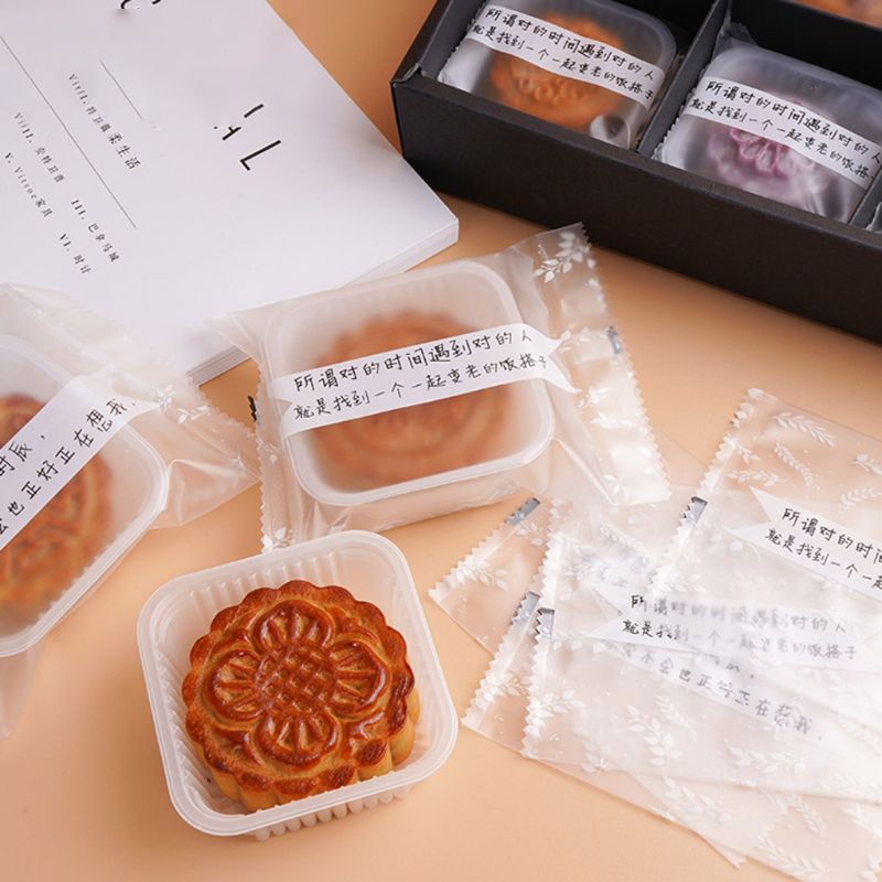 100pcs 50/63-80/100g Square Moon Cake Trays Mooncake Package Box Container Holder Mid-autumn Festival