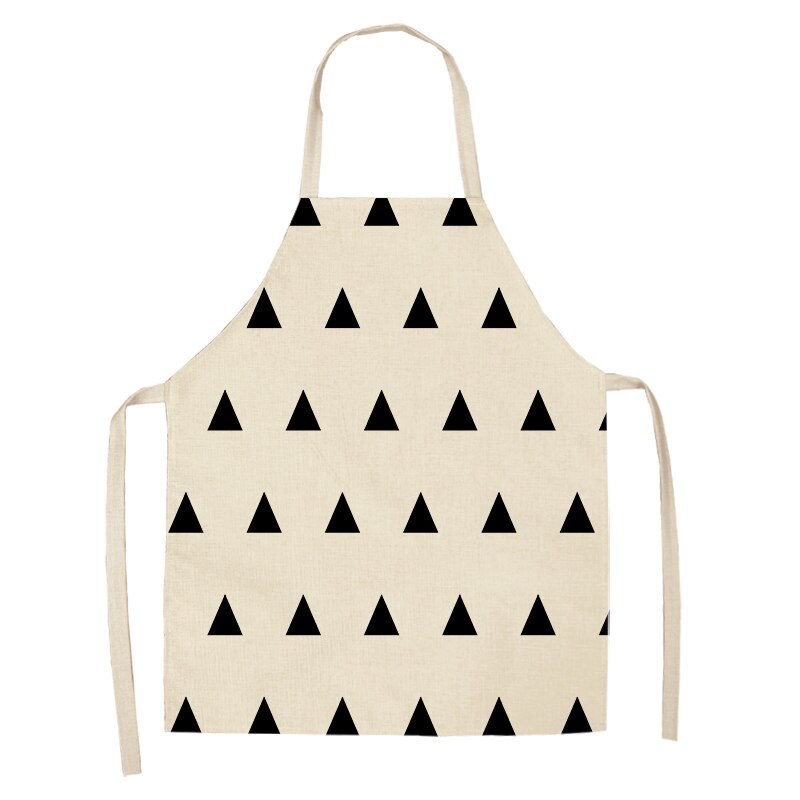 1 stuk zwart-wit geometrisch keukenschort voor vrouwen en mannen thuis koken bakken winkel schoonmaken katoenen linnen slabbetjes 53*65cm g1006: Q