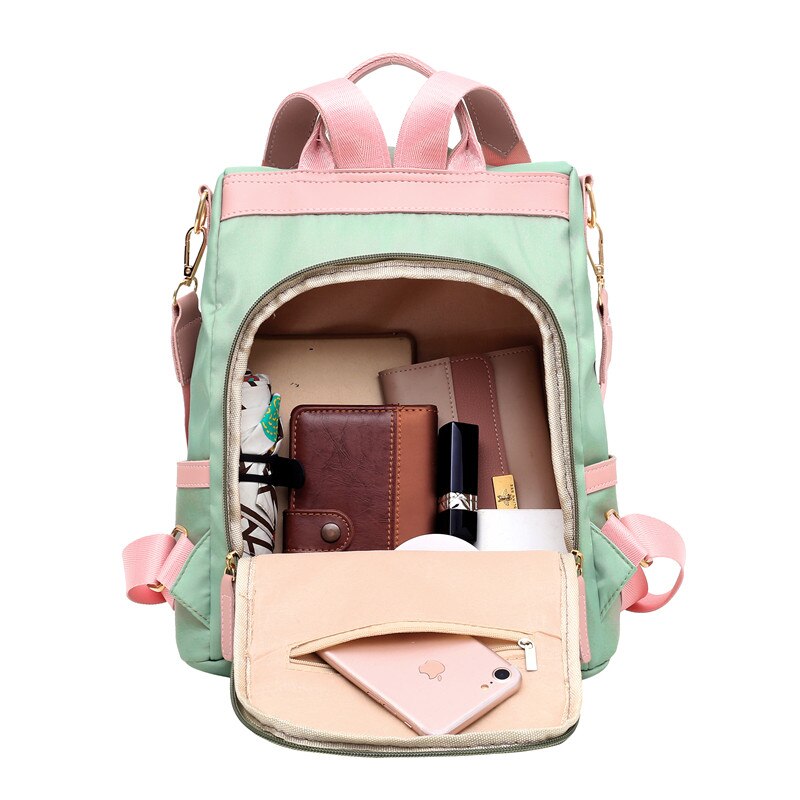 backpack candy color lady Oxford multi-function backpack casual anti-theft backpack teen girl bag