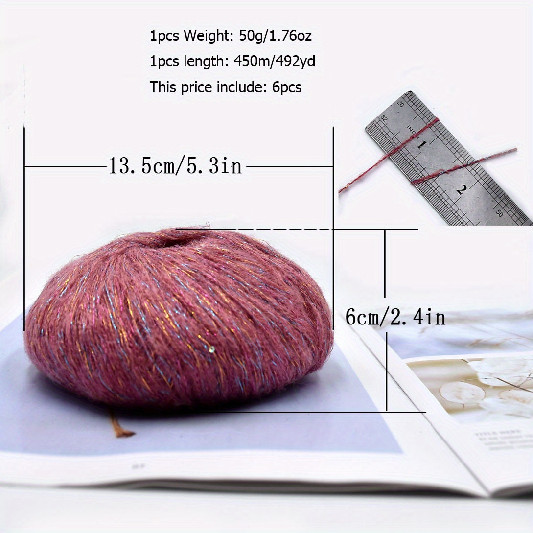50 g Spitzen-Mohairgarn mit Pailletten, Häkel-Strickgarn mit Lurex, modische Baby-weiche zur Seite fahren-Schal-Nadelgarn mit Schlaufen