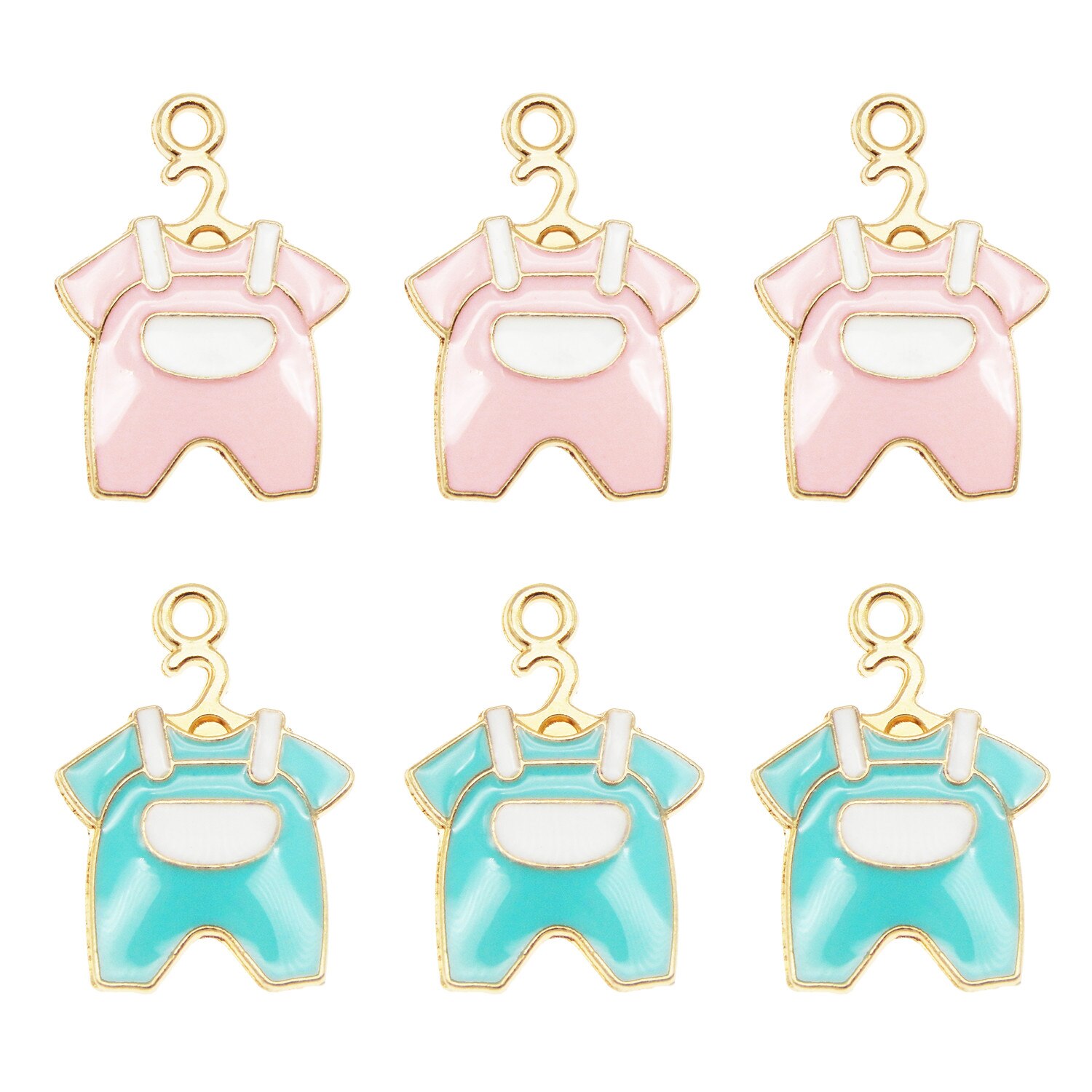 6/12 Pcs Gemengde Baby Douche Kinderkleding Emaille Armband Ketting Hanger Bevindingen Roze Blauw Charms Vrouwen Diy sieraden Ambachten