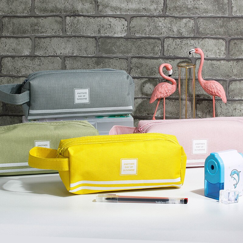 4 PCs Large Capacity Double-Sided Canvas Pencil Case Red Solid Color Stationery Pack Student Pencil Case Stationery