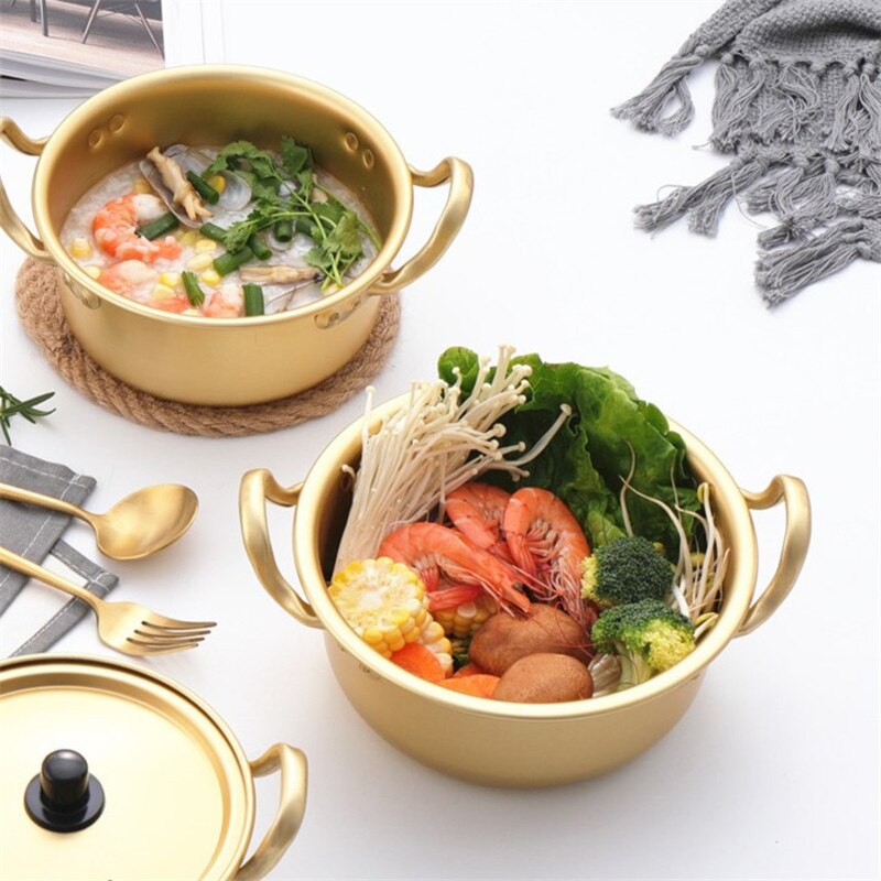 Koreaanse Multifunctionele Kookpot Aluminium Noodle Met Deksel Melk En Ei Snelle Verwarming Koken Tool Golden Home Keuken fornuis