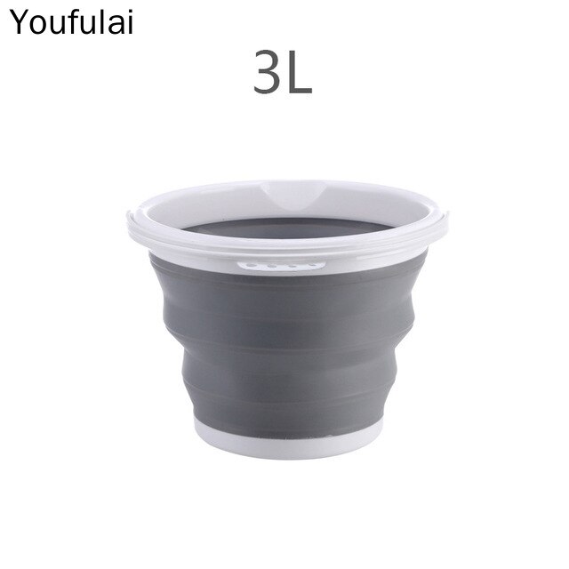 5c Bucket 10L/5L/3L Folding Water Bucket Collapsible Buckets Camping Outdoor Foldable Bucket Fishing Pot Durable Folding Bucket: 3L Grey