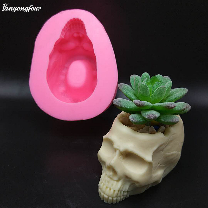 3D Schädel Silikonform Topfpflanze, schokolade, aschenbecher Vase bilden DIY Gips Zement Beton Silikonform