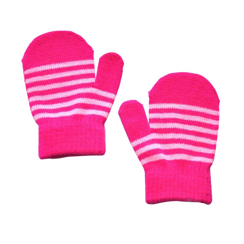 Inverno quente tricô luvas de lã para crianças 1-5 anos de idade d23-pinstripe envoltório para inverno quente tricô lã luvas: Plum Pink