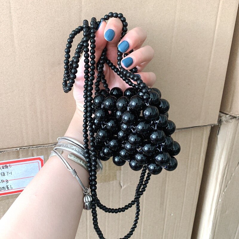 Signore Di Lusso del progettista Perline Fatti A Mano Sacchetti di Mini Sacchetto di Spalla Croce di Cristallo Della Ragazza Tessuto Sacchetto Del Messaggero di Alta Qualità Pera Borse