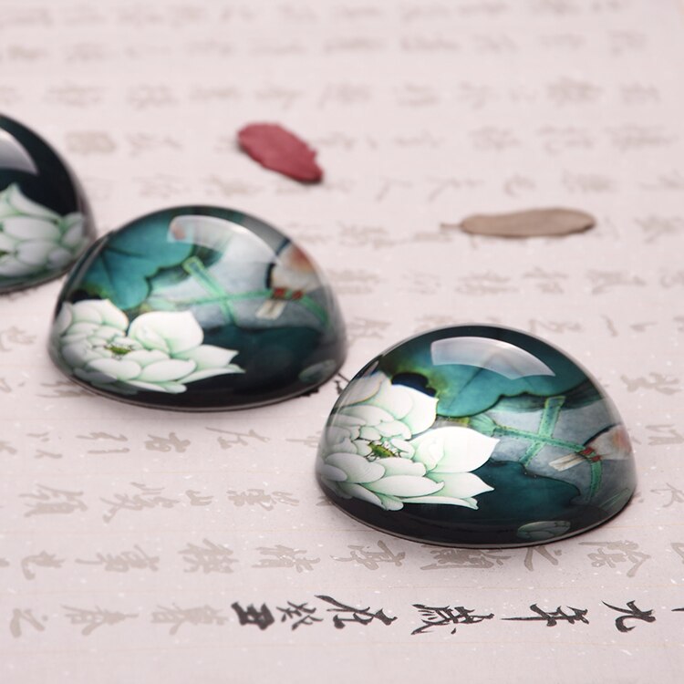 1 stuk, Chinese Presse-papier Klasse Lotus Papier Gewicht Kalligrafie Penhouder Chinese Schilderen Leveringen