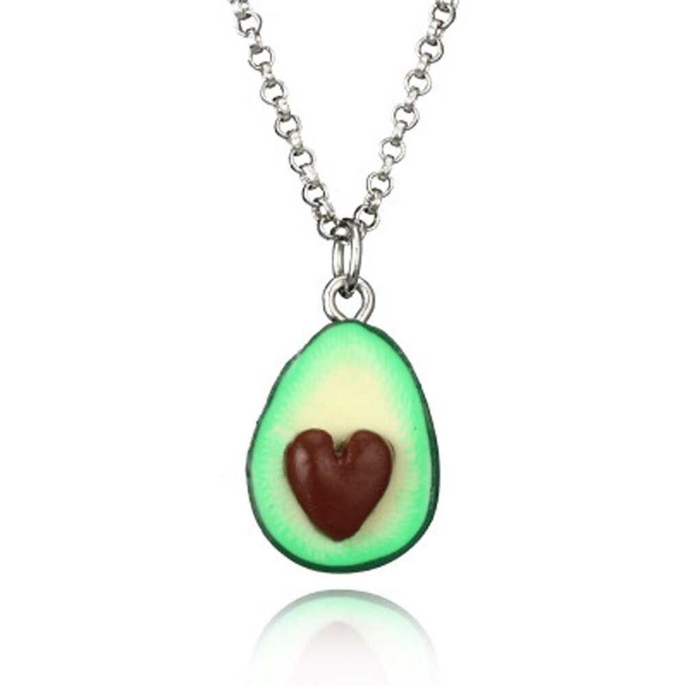 Lovely Avocado with Nuclear 3D Clay Alloy Necklace Pendant Couple Decoration Charm Friendship DIY Jewelry: heart coffee