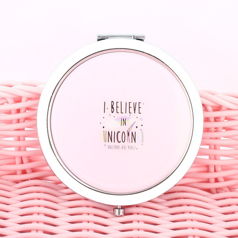 Mini tosidet spejllomme rundt spejl bærbart rensdyr flamingo spejl forfængelighedsspejl vintage makeup værktøj rejsetilbehør: 5