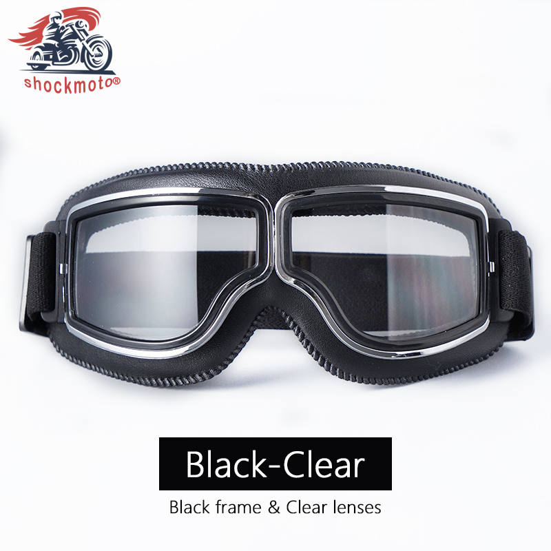 Universal Motorcycle Vintage Goggles Leather Motorbike Scooter Biker Moto Glasses Goggles for Steampunk Helmet Goggles Dustproof: black