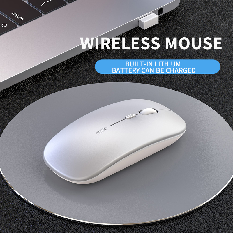 Rechargeable Wireless Bluetooth Mouse 2.4GHz Ultra-thin Mini Office Mute Mouse Gaming Portable Three-Block DPI Optical Mouse