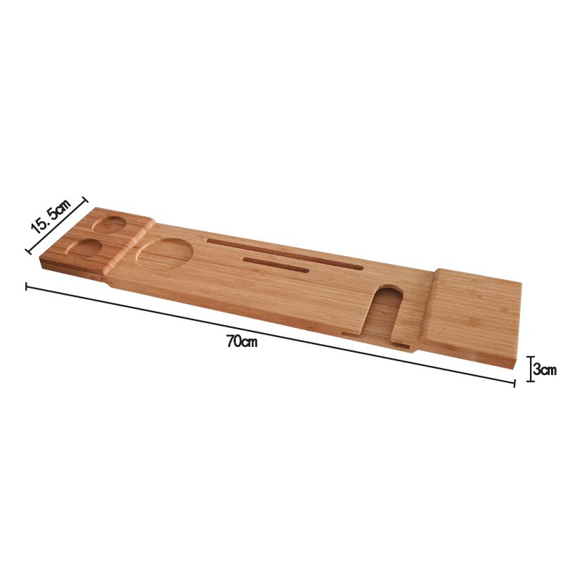 Bamboo Spa Bathtub Book Wine Holder Non Slip Bottom Sides Bathroom Accessories Multipurpose Bathtub Rack Stand Holder Tool: Default Title