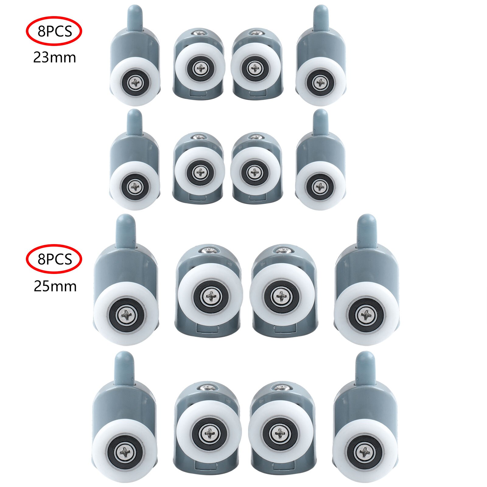 8 23/25MM Single Door Rollers Kit Kitchen Bathroom Glass Doors Slide Wheels Hooks Runners Wheels Pulleys for Sliding Shower Door