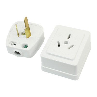 Witte Plastic Shell AU Socket Plug Set 16A AC 250 v voor 10mm Power Kabel