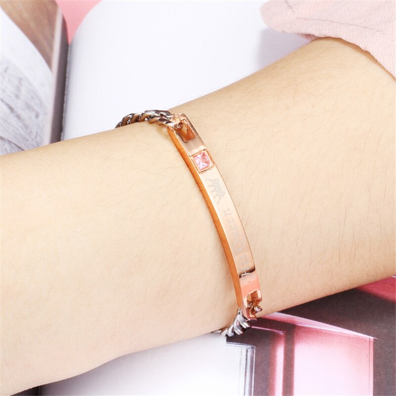 Modyle sa reine son roi noir couleur or Rose femmes hommes chaîne cristal Couple Bracelet pour hommes directe