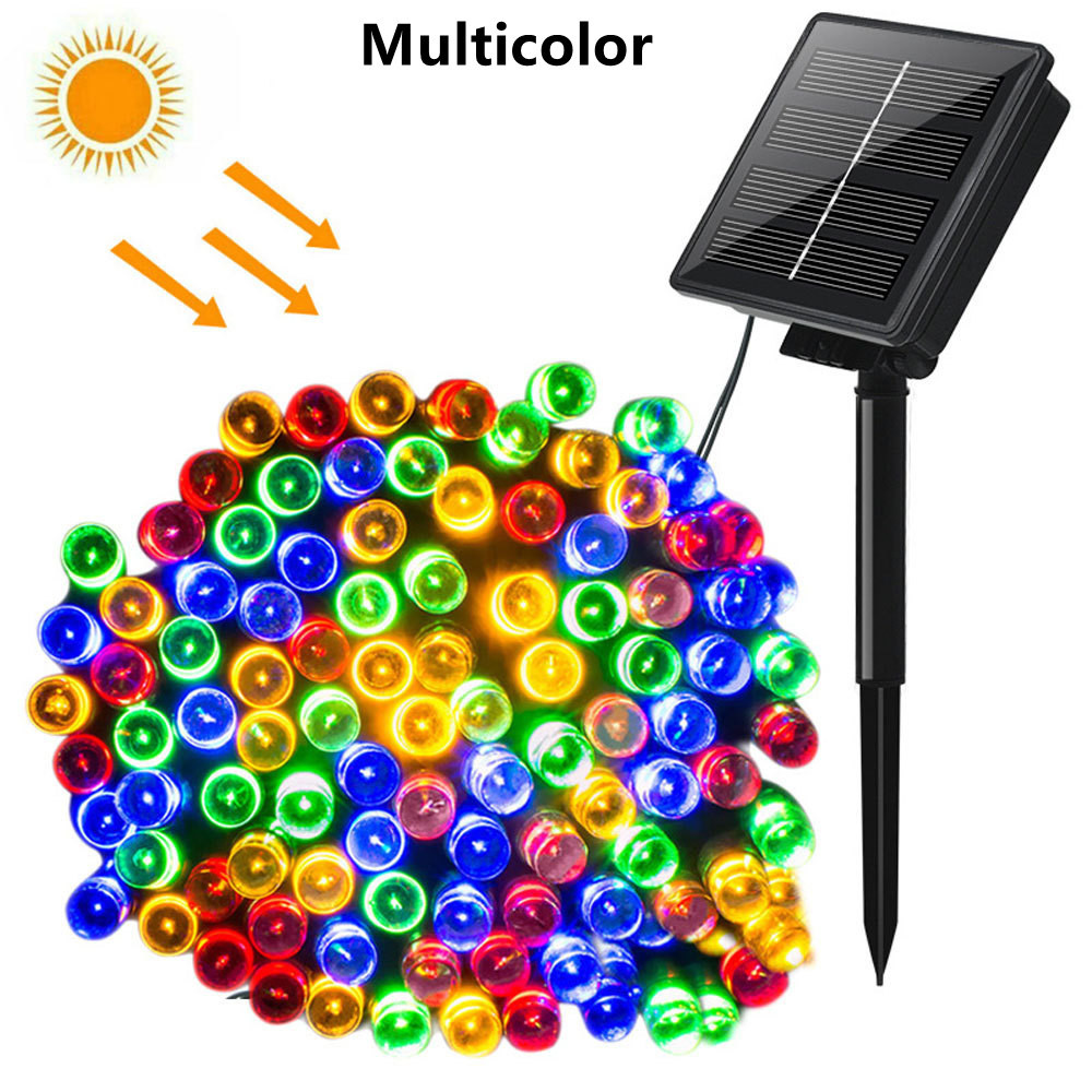Guirlande solaire LED 7m 50 lumières 8 modèles, guirlande féerique étanche, décorations pour fête de noël et Halloween: orange