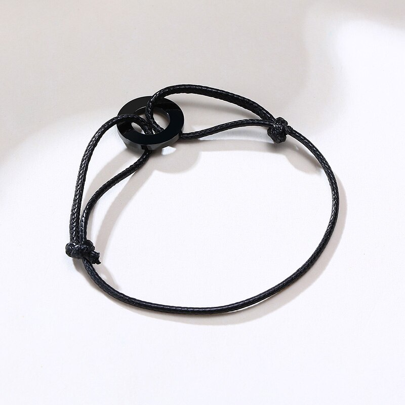 TOUCH OF MODERN CIRCLE ROPE ANKLET FOR MEN BLACK BRACELET BLACK CORD HOOP URBAN ANKLET