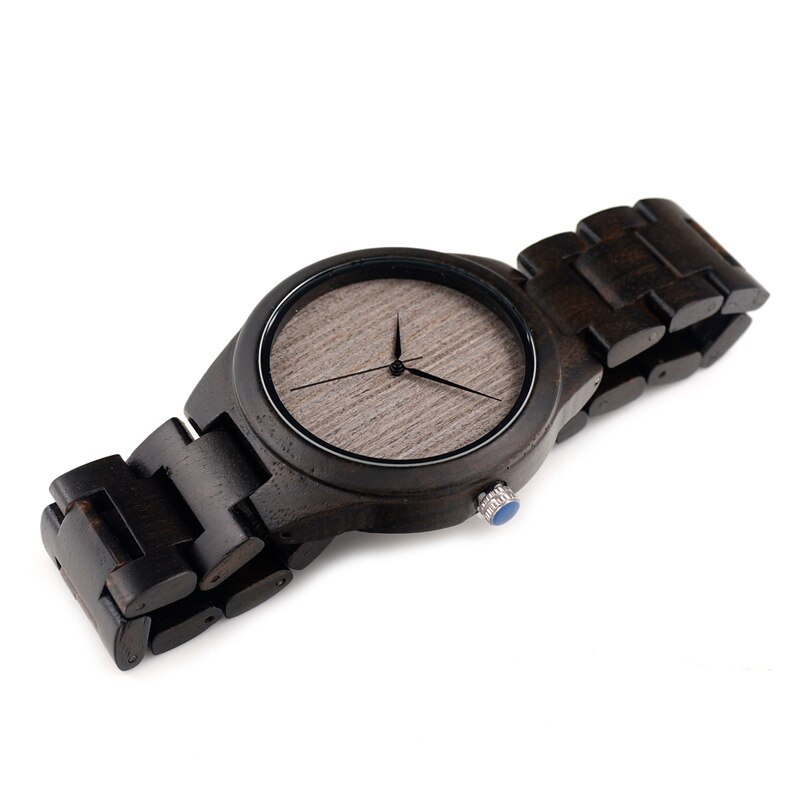 BOBO de AVES CdH06 Simple Gris Dial Relojes de Los Hombres de Madera De Ébano Hecho A Mano sin Escala Relojes con Banda de Madera como