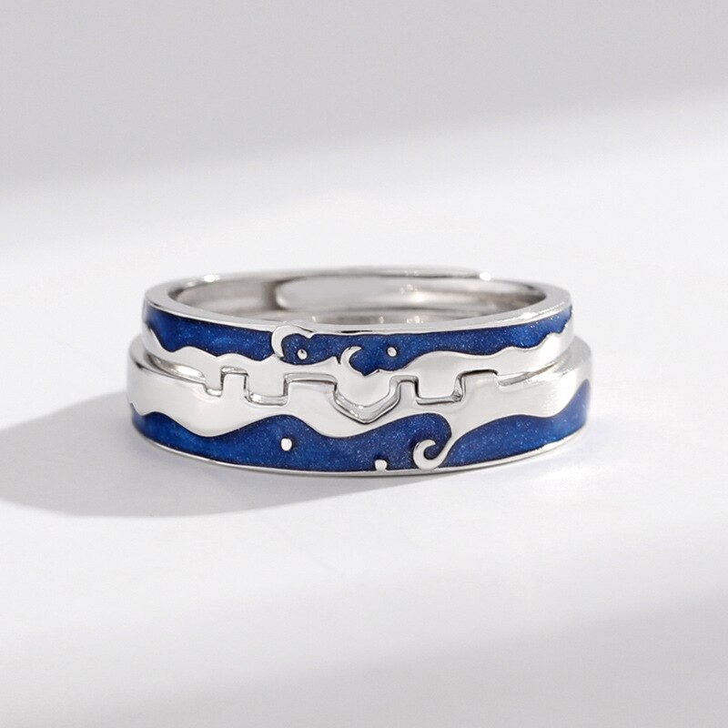 925 Sterling Zilver Originele Allure Liefde Paar Open Ringen Voor Lovers 'Stellen Sieraden Textuur Elegante Ringen