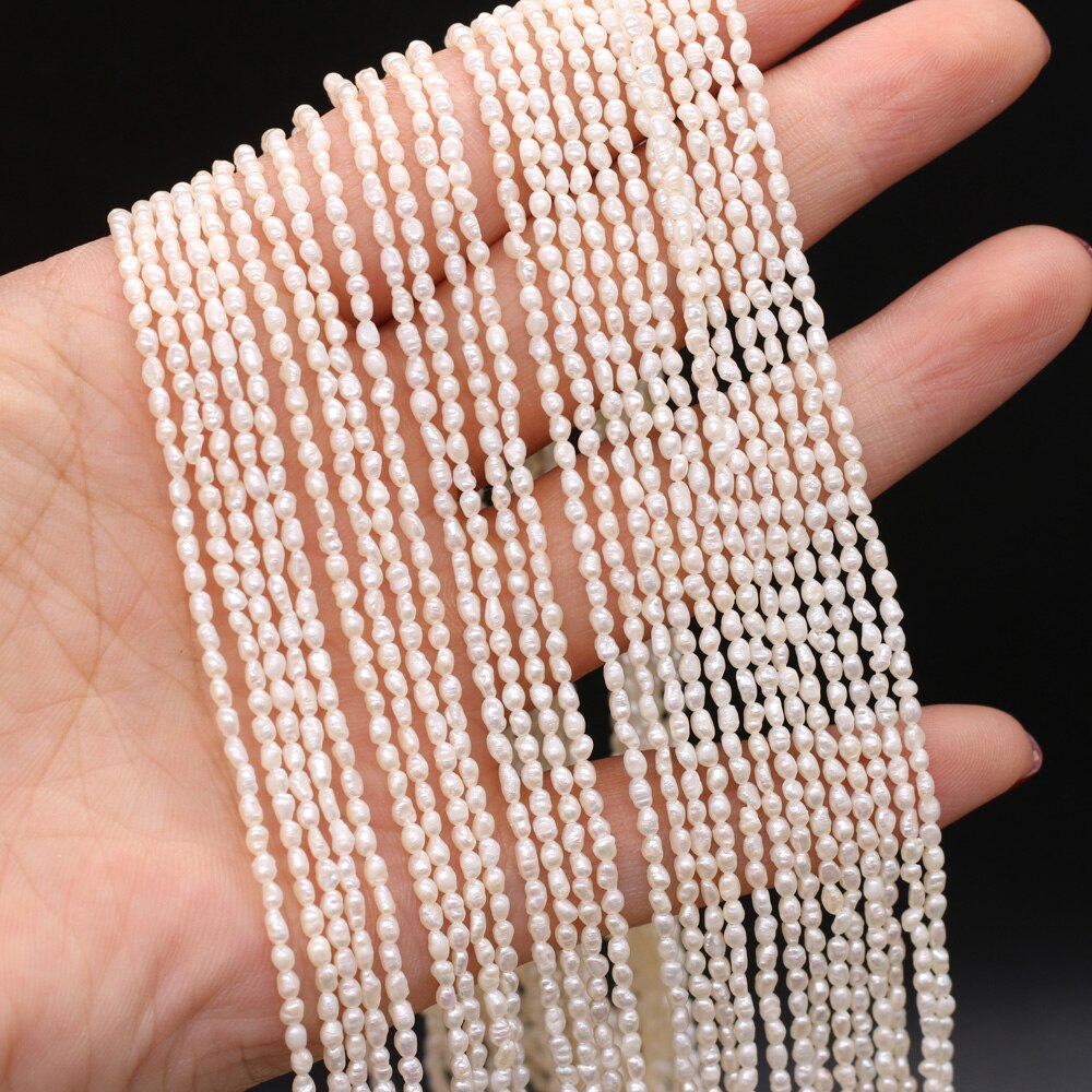 Natural Pearl Beads Freshwater White Rice Pearls Small Beads for DIY Craft Bracelet Necklace Jewelry Making Size 1.8-2mm: 5-6mm