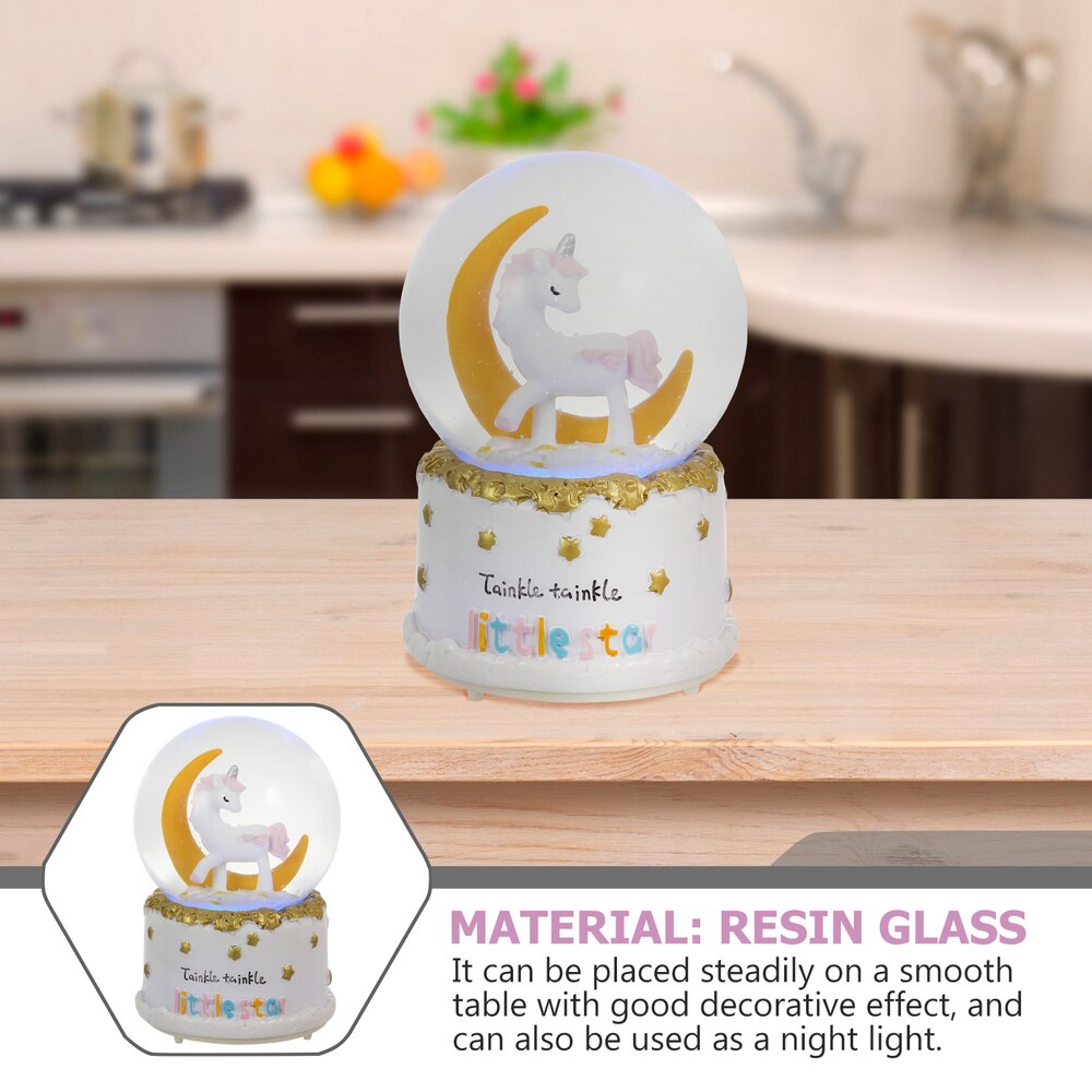 Music Box Crystal Ball Tabletop Crystal Ball Ornament Unicorn Crystal Ball Lamp
