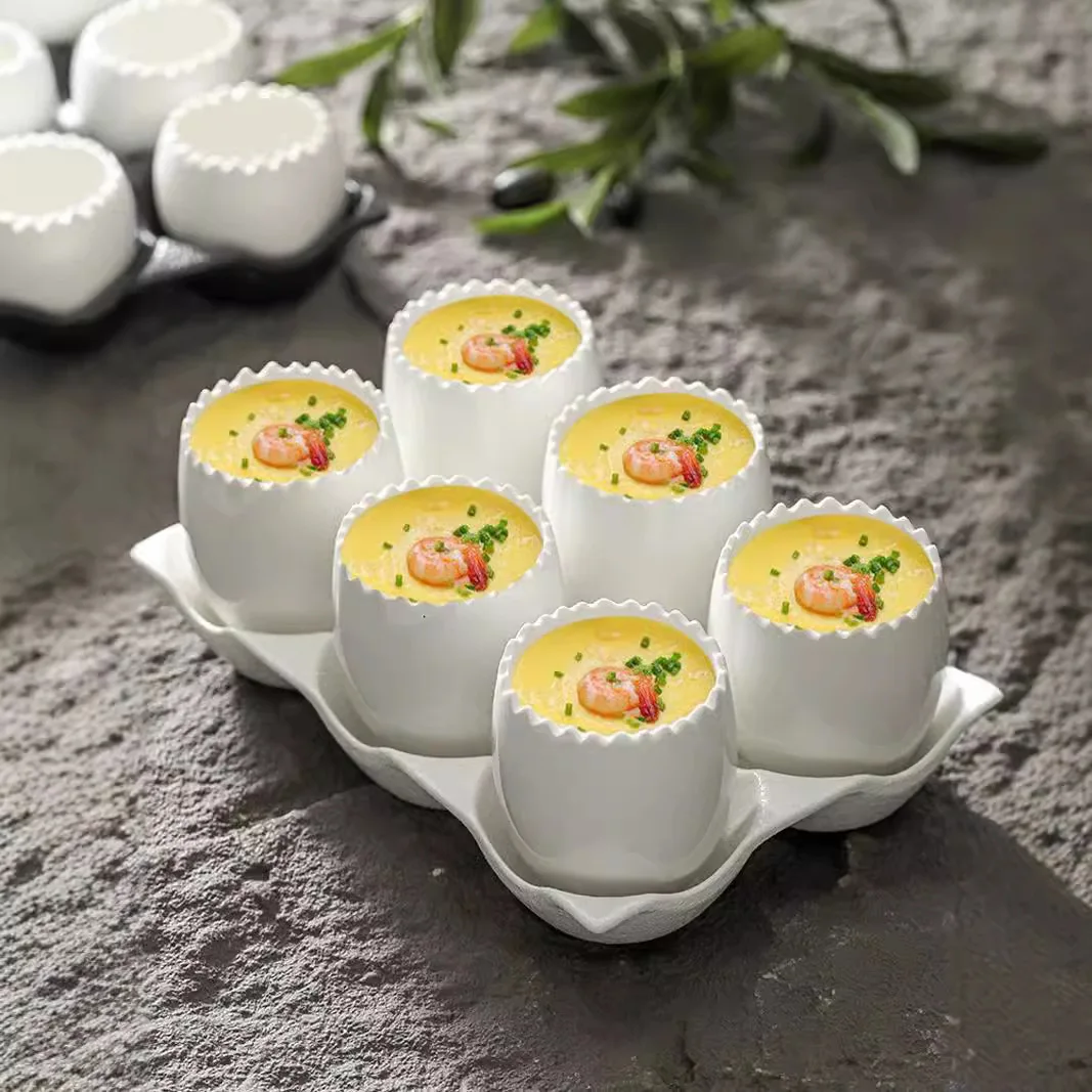 Eierschale Modellierung Gedämpfte Eierschale Nachtisch Dessertschale Strauß Eiförmige Keramikschale Joghurt Spezielles Restaurantgeschirr