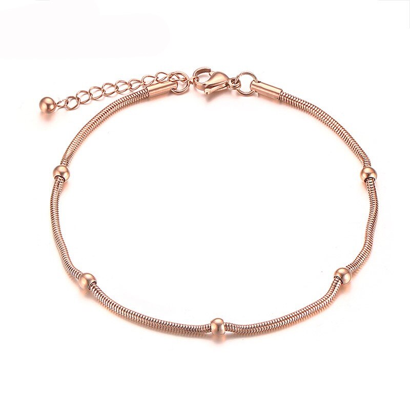 Lokaer trendy rose guld farve kæde & link armbånd til kvinder rustfrit stål perler armbånd & armbånd  b19103: Rose guld farve