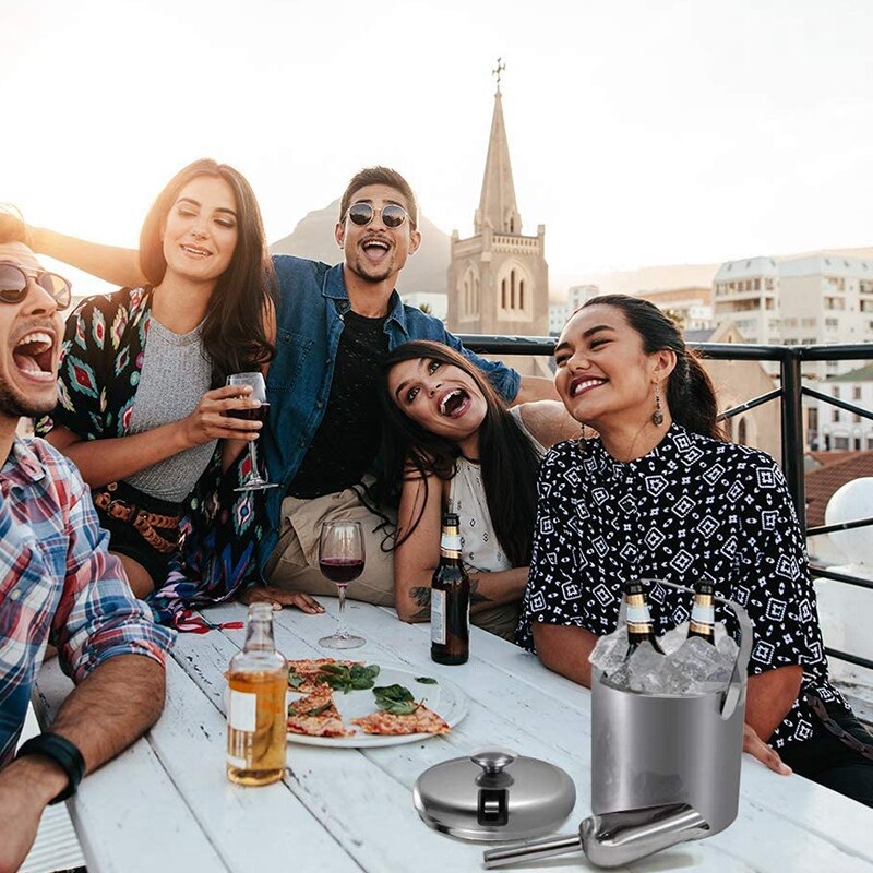 Ice Bucket 1.3L For Cold Drinks, Insulated Bucket With Lid Drinks Cooler, Bucket, Luxury Wine Cooler Great For Parties