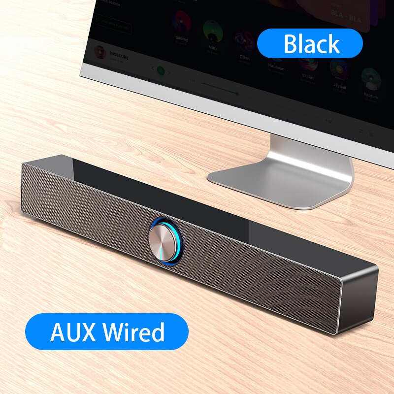 V-193 Tv Geluid Bar Aux Usb Bedrade En Draadloze Bluetooth Home Theater Fm Radio Surround Soundbar Voor Pc Tv computer Speaker: Black Bluetooth