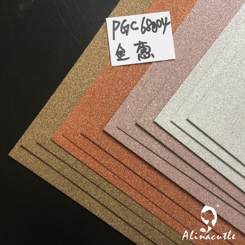 4 colors x 3sheet Metallics Color Shades Glitter A4 250gsm Paper DIY Scrapbooking paper pack craft Background pad Alinacraft
