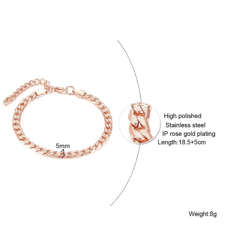 585 roséguld kedjor kvinnor armband armband rostfritt stål pulseira feminina tillbehör ingen blekning