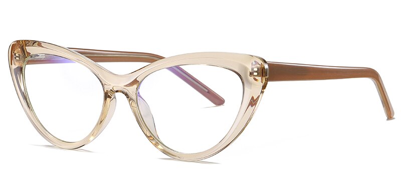 Peekaboo-gafas transparentes de ojo de gato para mujer, accesorios para mujer, gafas de bloqueo de luz azul, decoración en negro y marrón: brown with clear