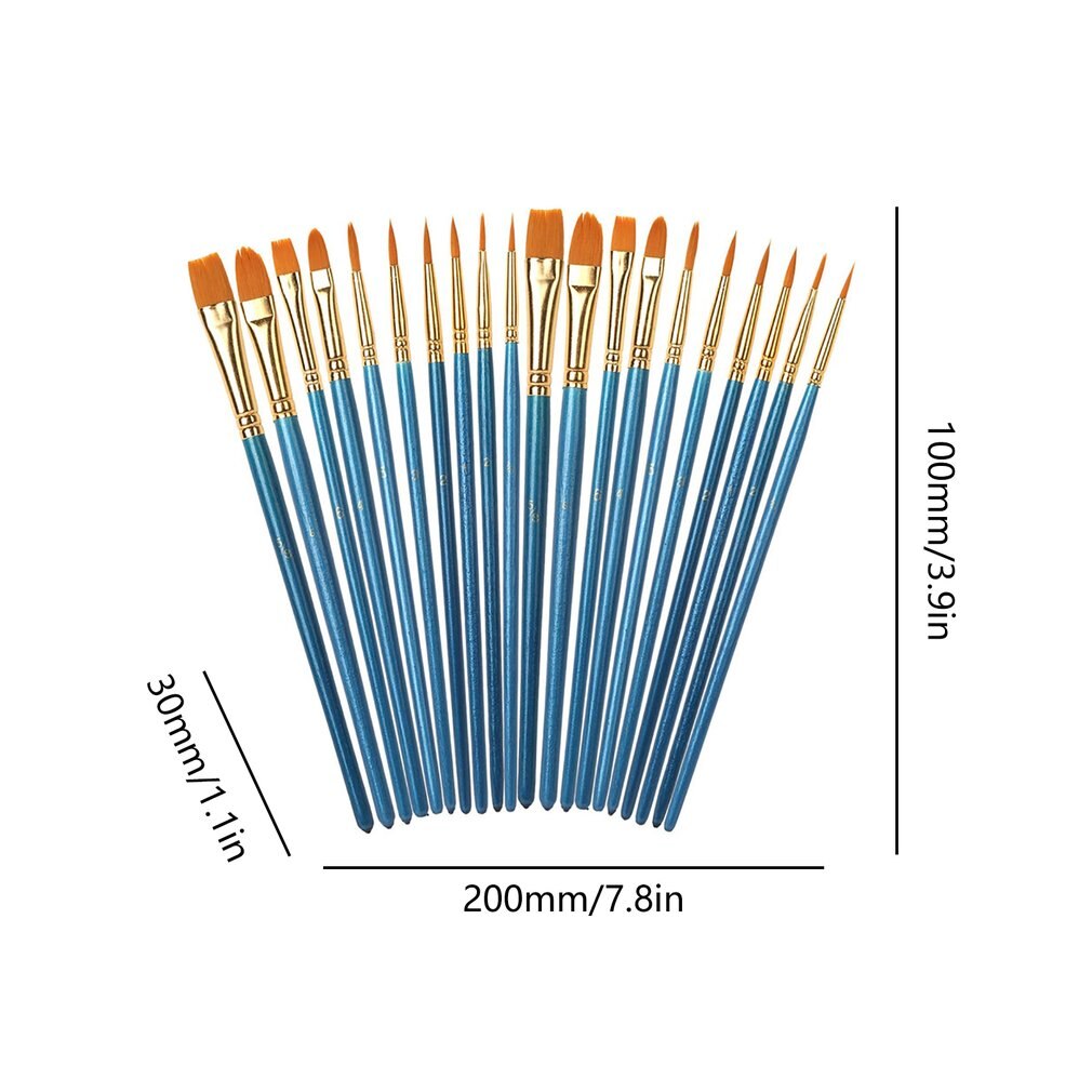 20 Stks/set Penselen Set Ronde Spitse Tip Penselen Nylon Haar Kunstenaar Acryl Penselen