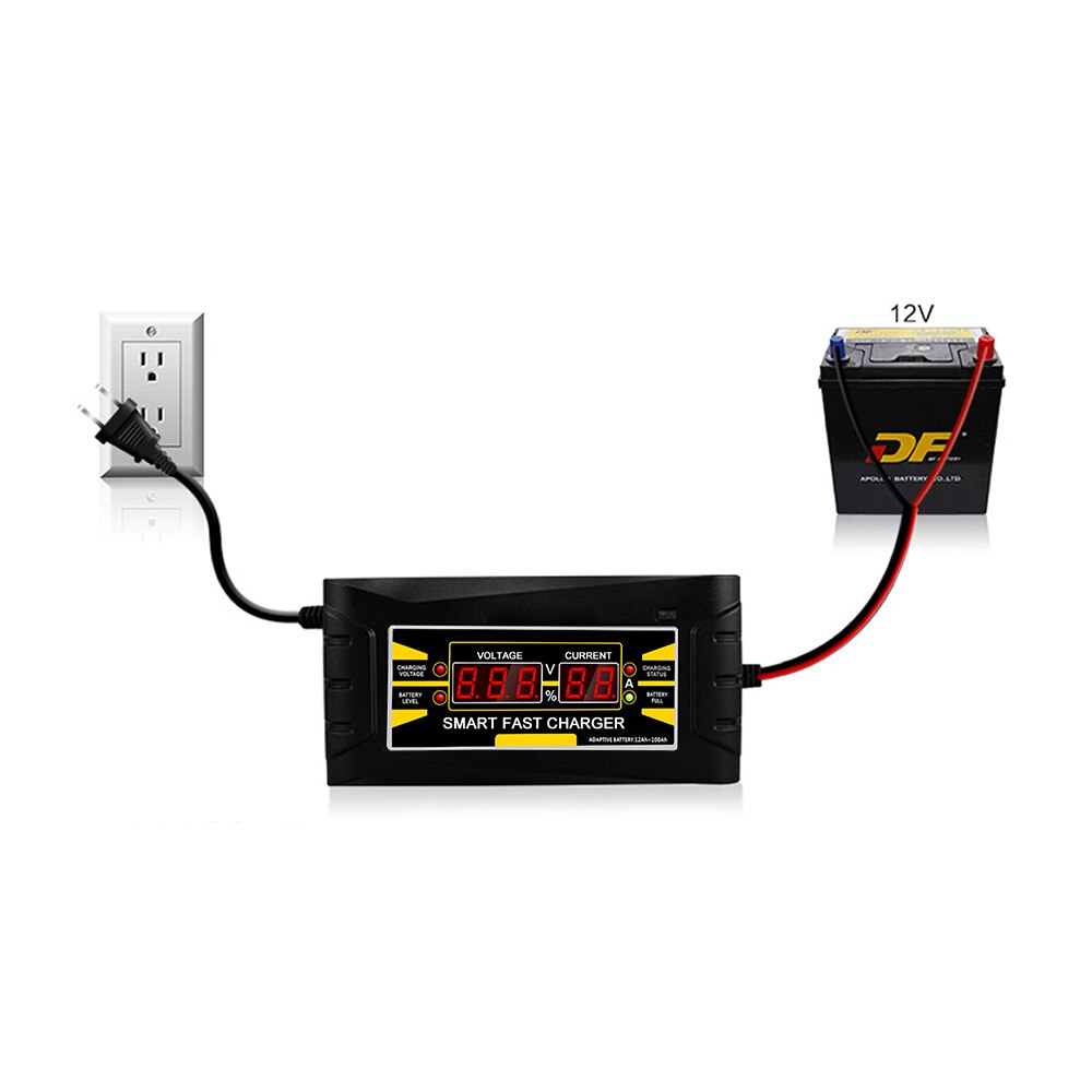 Full Automatic Smart 12V 10A Lead Acid/GEL Battery Charger w/ LCD Display US Plug Smart Fast Battery Charger