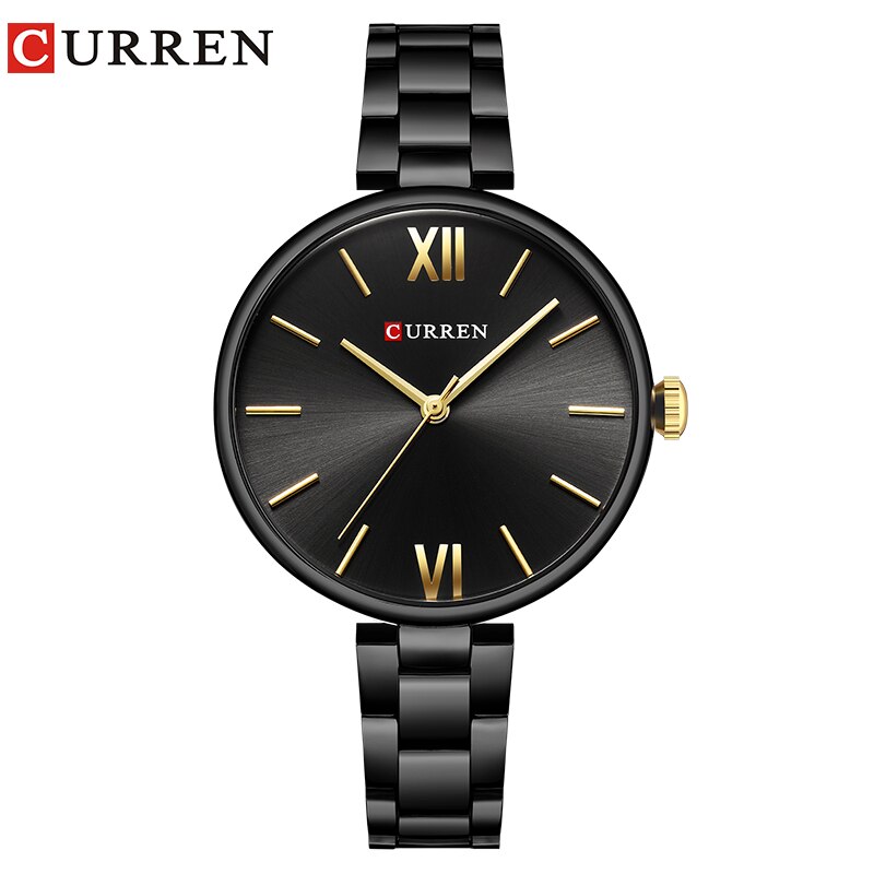 CURREN Vrouwen Horloge Mode Luxe Horloge Reloj Mujer Rvs Vrouwelijke Klok Quartz Armband Horloge Klok: black