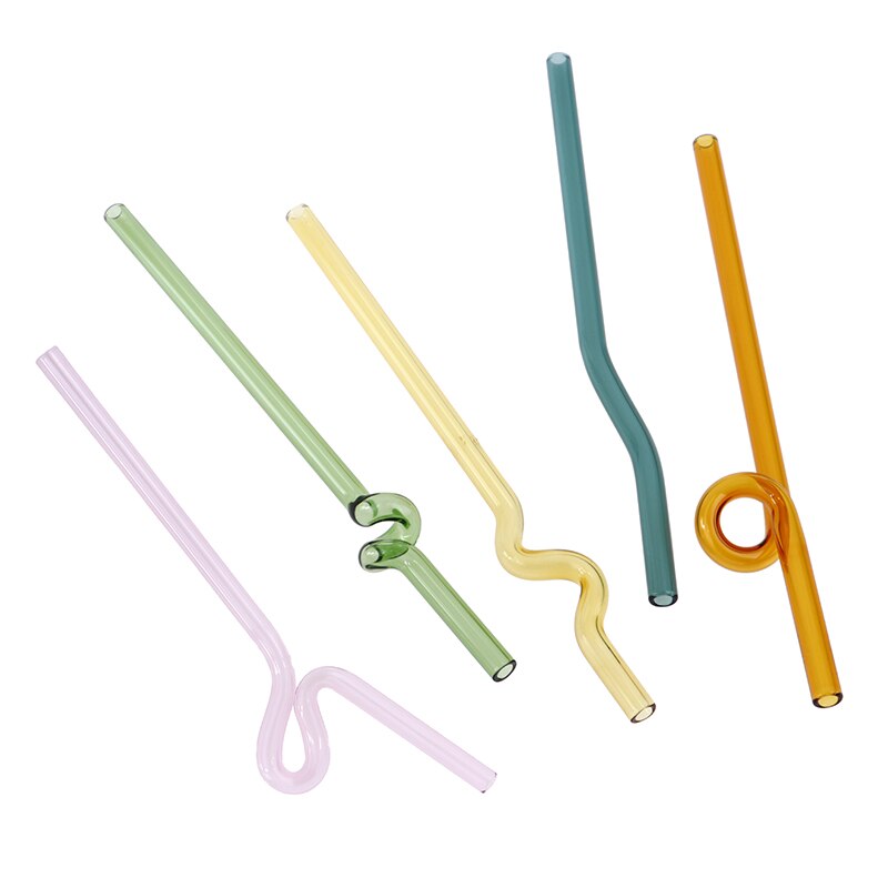 Artistry Glass Straws Twist Reusable Straws Heat Resistant Glass Milk Tea Straw