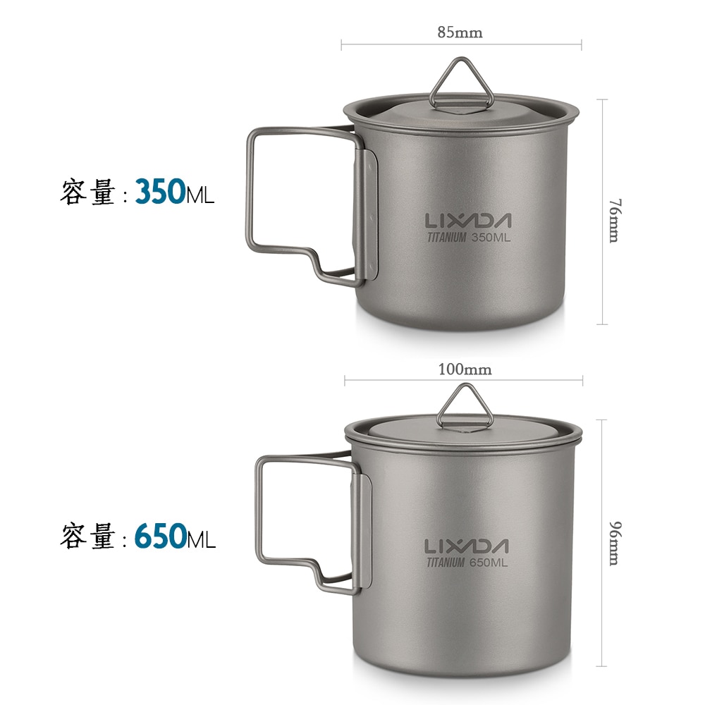 Lixada Titan Tasse draussen Tragbare Camping Picknick Wasser Tasse Becher mit Faltbare Griff 300ml/350ml/420ml/550ml/650ml/750ml