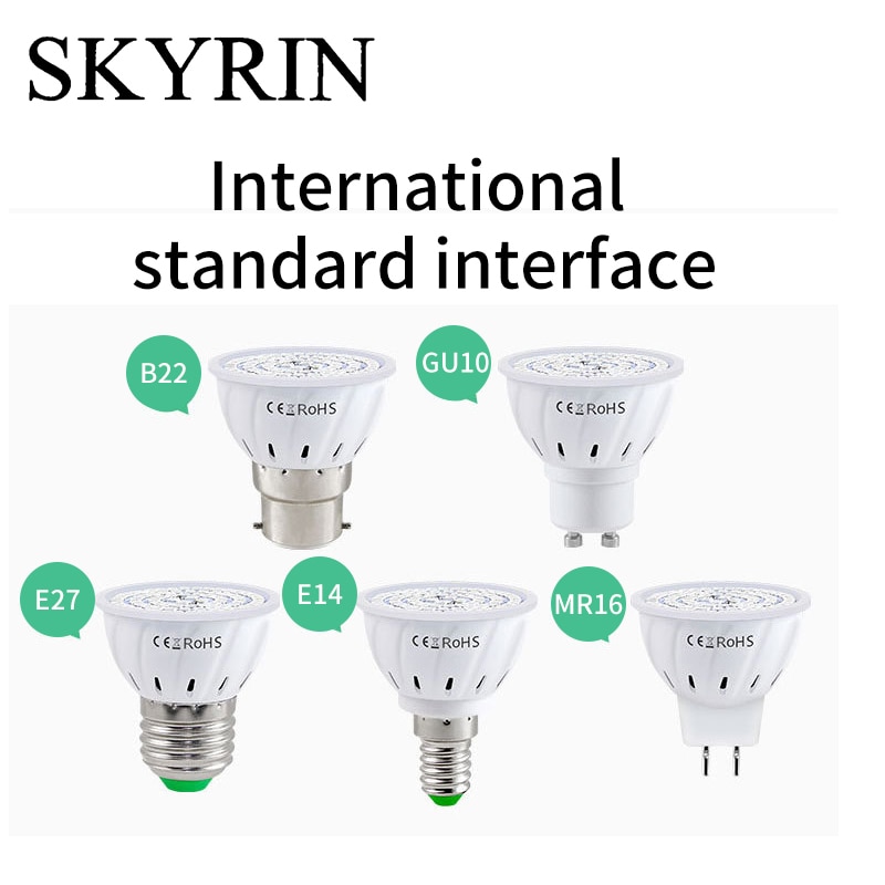 Skyrin ledet vekstpære fullspekterlamper til planteblomster  e24 e14 gu10 MR16 b22 220v 48 lysdioder 60 lysdioder 80 lysdioder fytovekstlamper