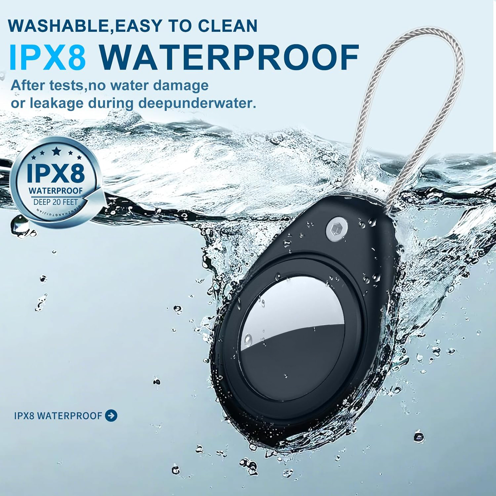 Waterproof Holder for AirTag with Wire Cable Lock Anti-Lost Protective Case Key Ring for Keys Backpack Luggage Pet Tracking​