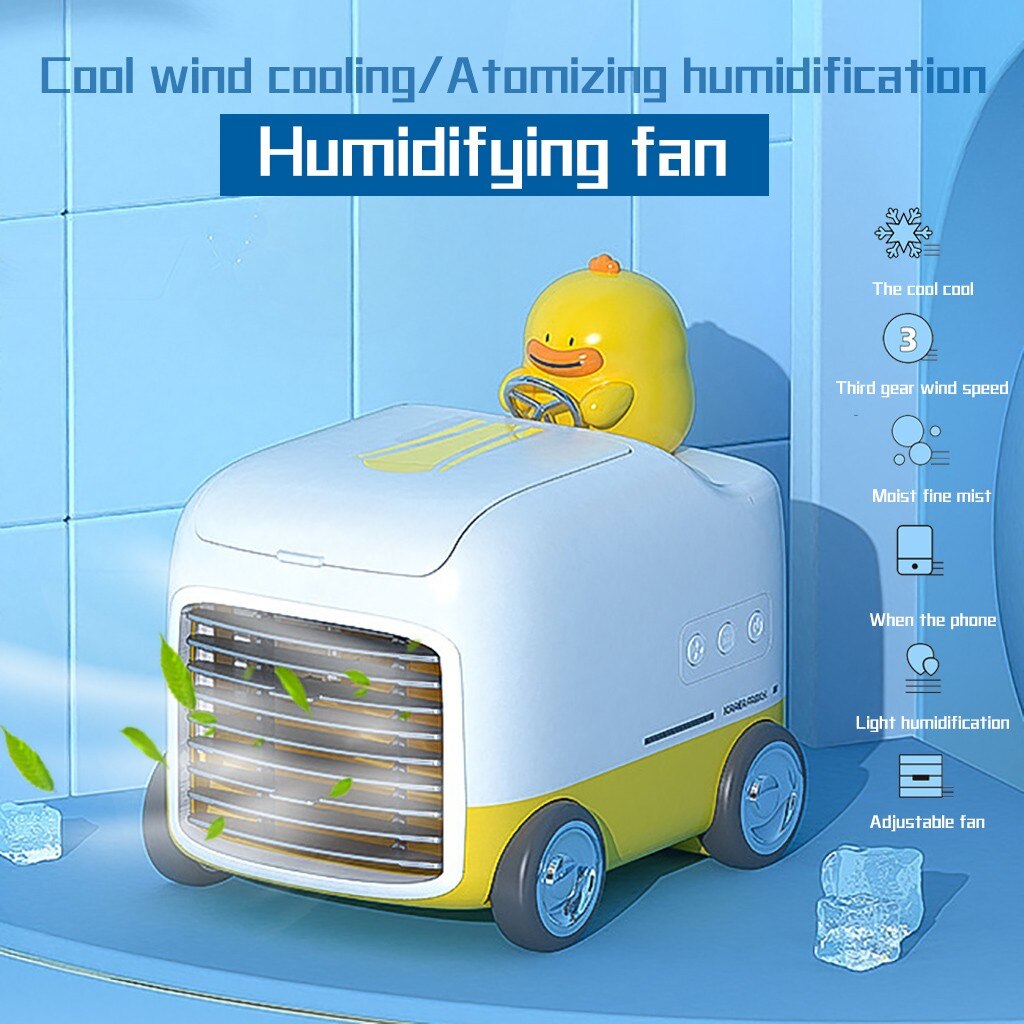Mini Draagbare Airconditioner Leuk Eendje Multifunctionele Wind Cooling Verneveling Bevochtiging Fan Usb Air Cooler Voor Car Home