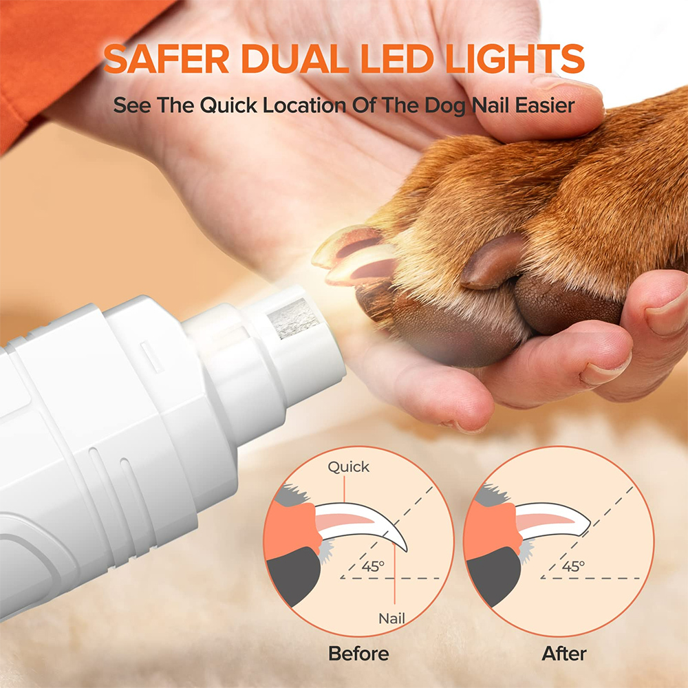 Cortaúñas eléctrico para mascotas, recargable por USB, silencioso con luces, patas de gato, herramientas de aseo para gatos, perros, amoladora de patas