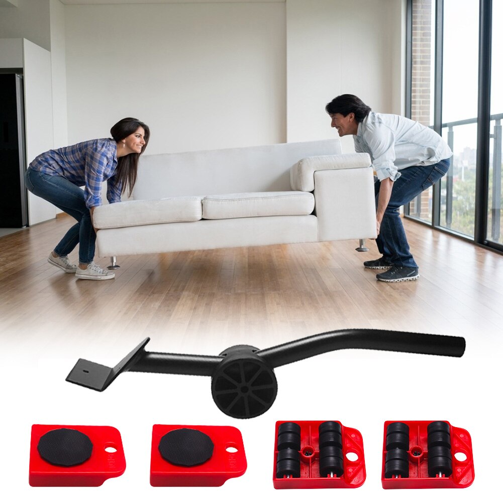 Easy Furniture Lifter Mover Bar Pulley Device Transport Wheels Roller Bar Heavy Duty Carrier