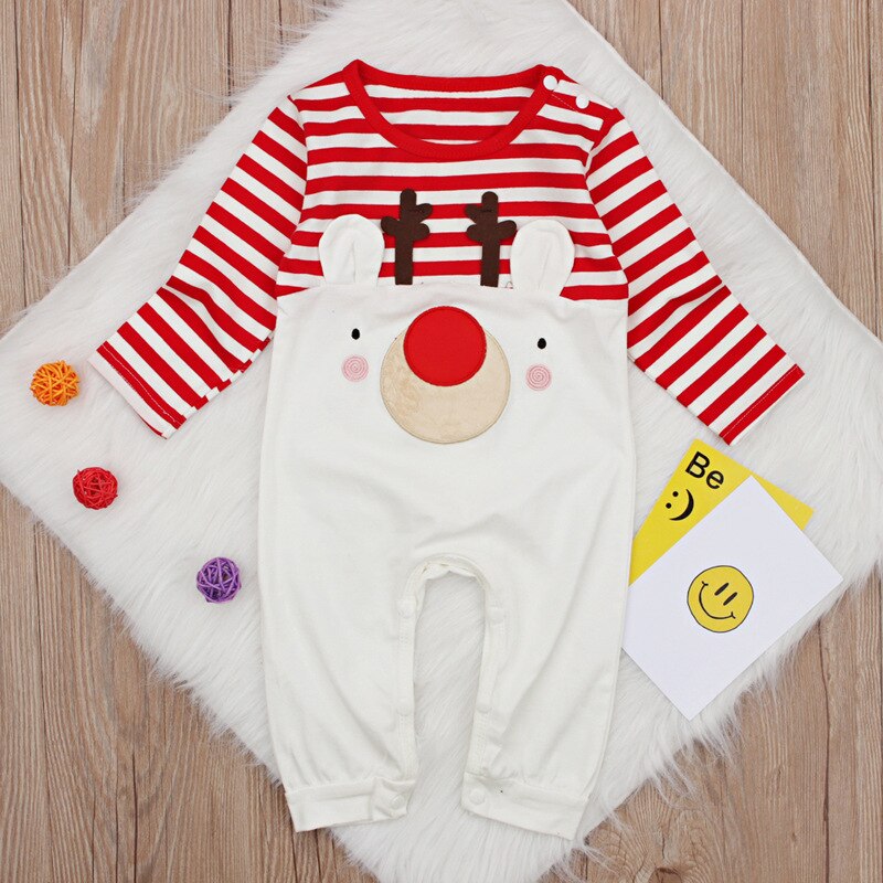 Autumn Winter Baby Romper Santa Claus Boy Girls Baby Clothes Rompers Long Sleeves Stripe Christmas Infant Jumpsuit DS19