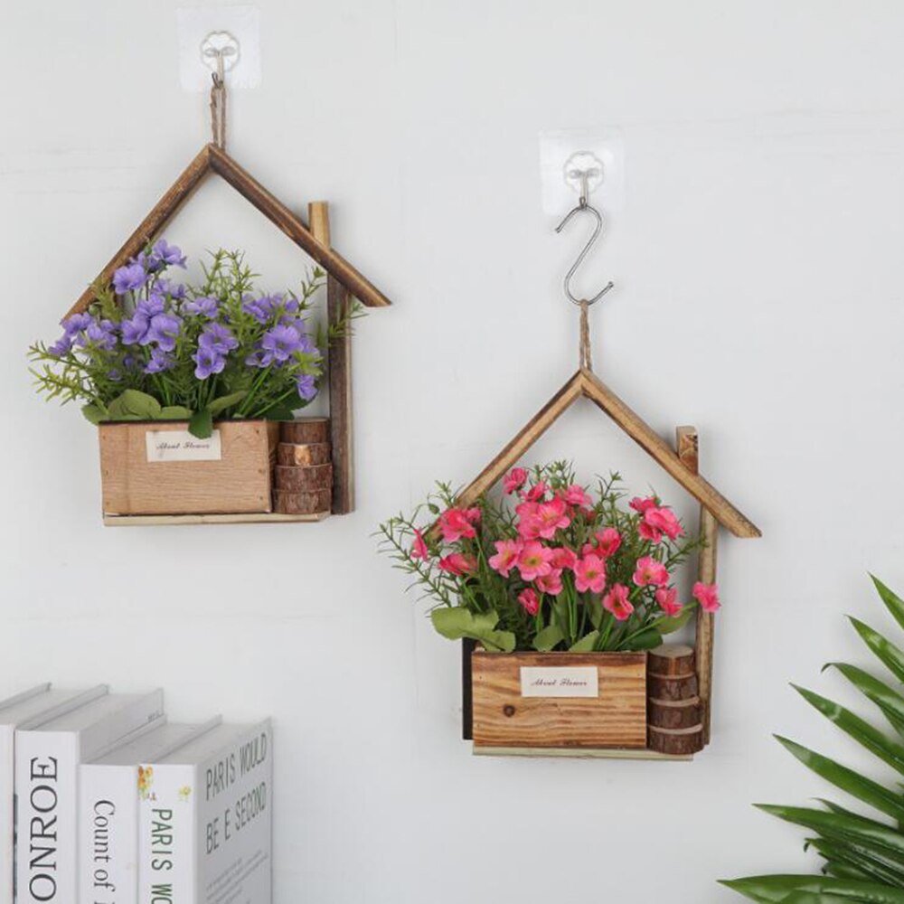 Wooden Hanging Flower Pot Plant Holder Plant Hanger Flower Pots Hanger for Wall Planter Basket Home Garden Balcony Decoration