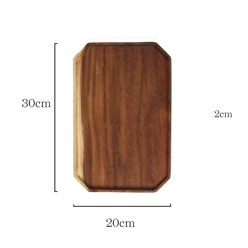 Octagon Shape Wood Pan Plate Fruit Dishes Saucer Tea Tray Dessert Dinner Bread Wood Plate: 30x20CM