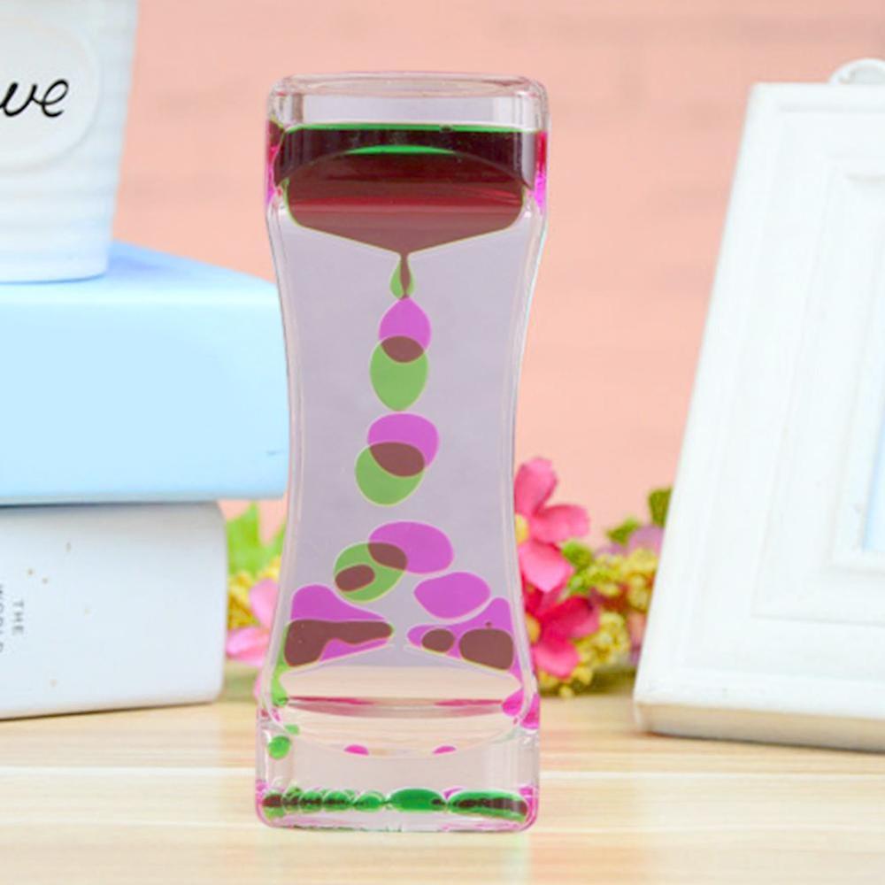 Dubbele kleur zand zandloper drijvende olie vloeistof visueel speelgoed decoratie beweging bureau timer klok glas acryl huis ornament  a9 u 3