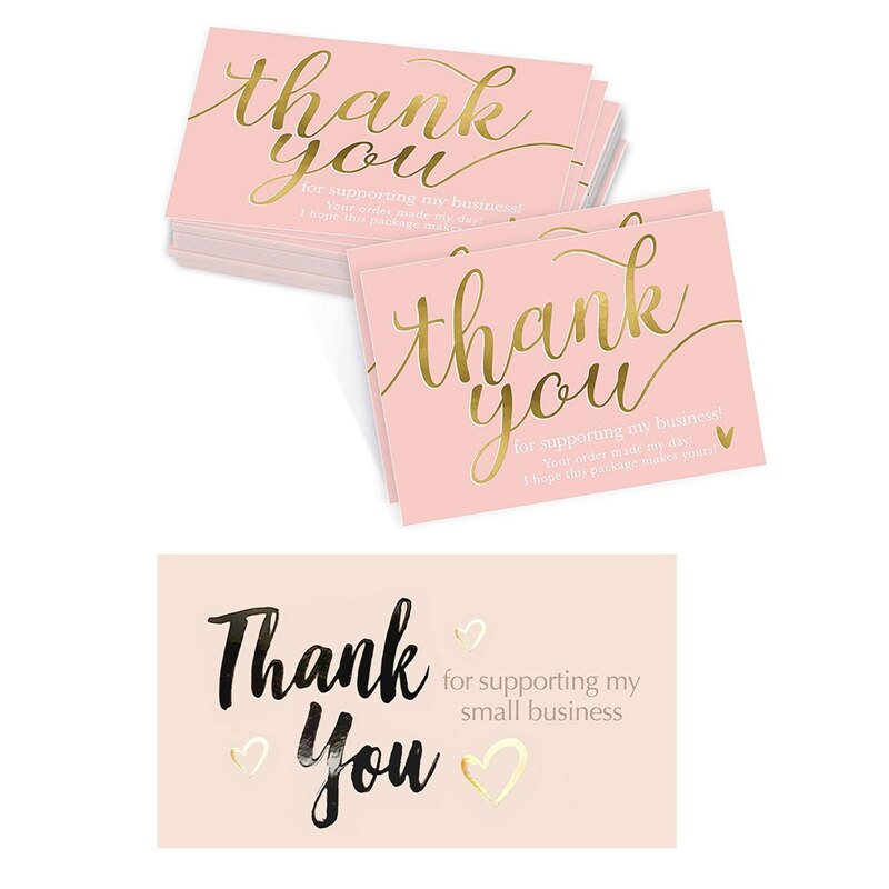 50pcs Thank You for Supporting My Small Business Card Thanks Greeting Card Appreciation Cardstock for Owners Sellers